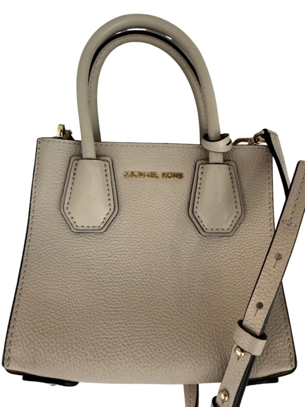 Michael Kors Mini Leather Satchel Beige With Dust Bag & Care Card - Picture 3 of 7